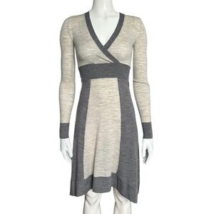BCBGMaxazria grey long-sleeve wool dress XS